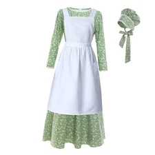  Prairie Dress Women Pioneer Dress Colonial Costume Women Large Green-suit