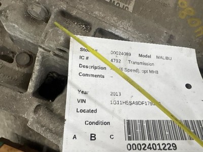 Automatic Transmission 6 Speed Opt MH8 Fits 13 MALIBU 447986