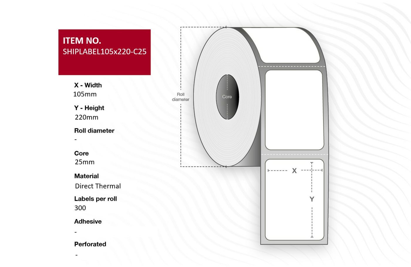 Capture SHIPLABEL105X220-C25 Ship-label 105 x 220mm. Core
