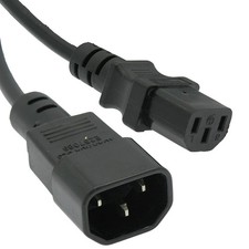 1ft Computer Power Extension Cord NEMA C14 to C13 Plug 18AWG Black