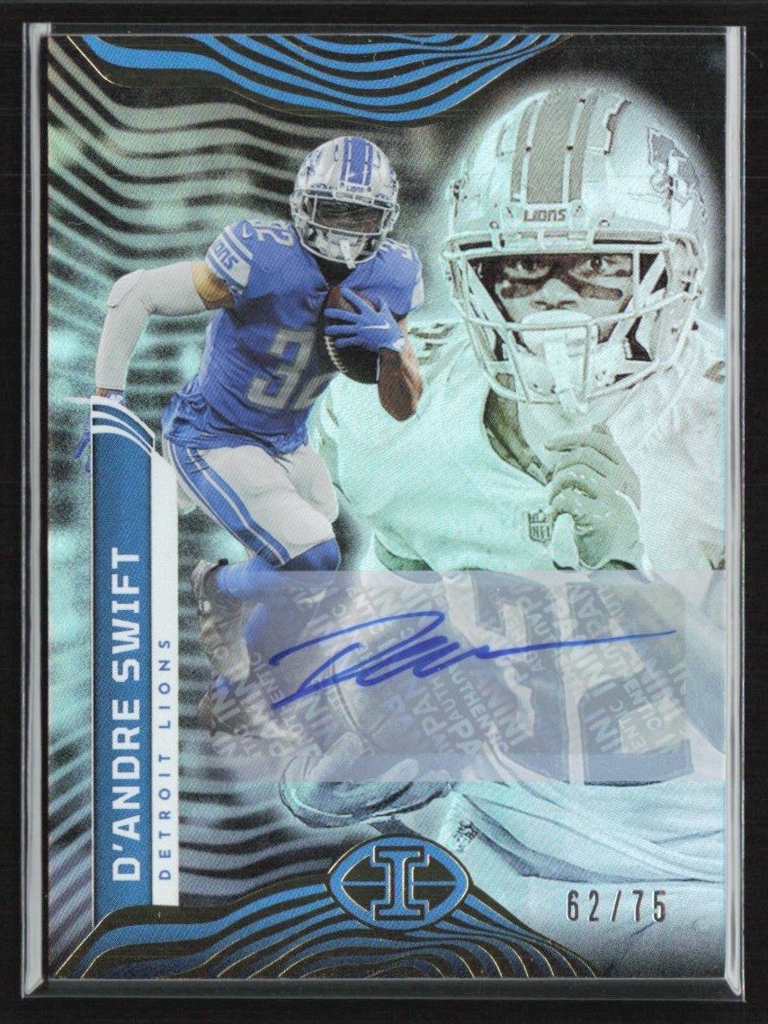 D'Andre Swift 2022 Panini Illusions Trophy Collection Auto /75 #31 Detroit Lions
