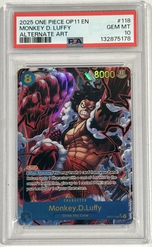 2025 One Piece Monkey D. Luffy Fist Of Divine OP11-118 Alternate Art PSA 10