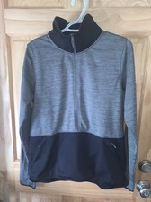 Columbia Pullover 1/2 Zip Black Gray Light Sweatshirt Activewear 2 Zip Pockets L
