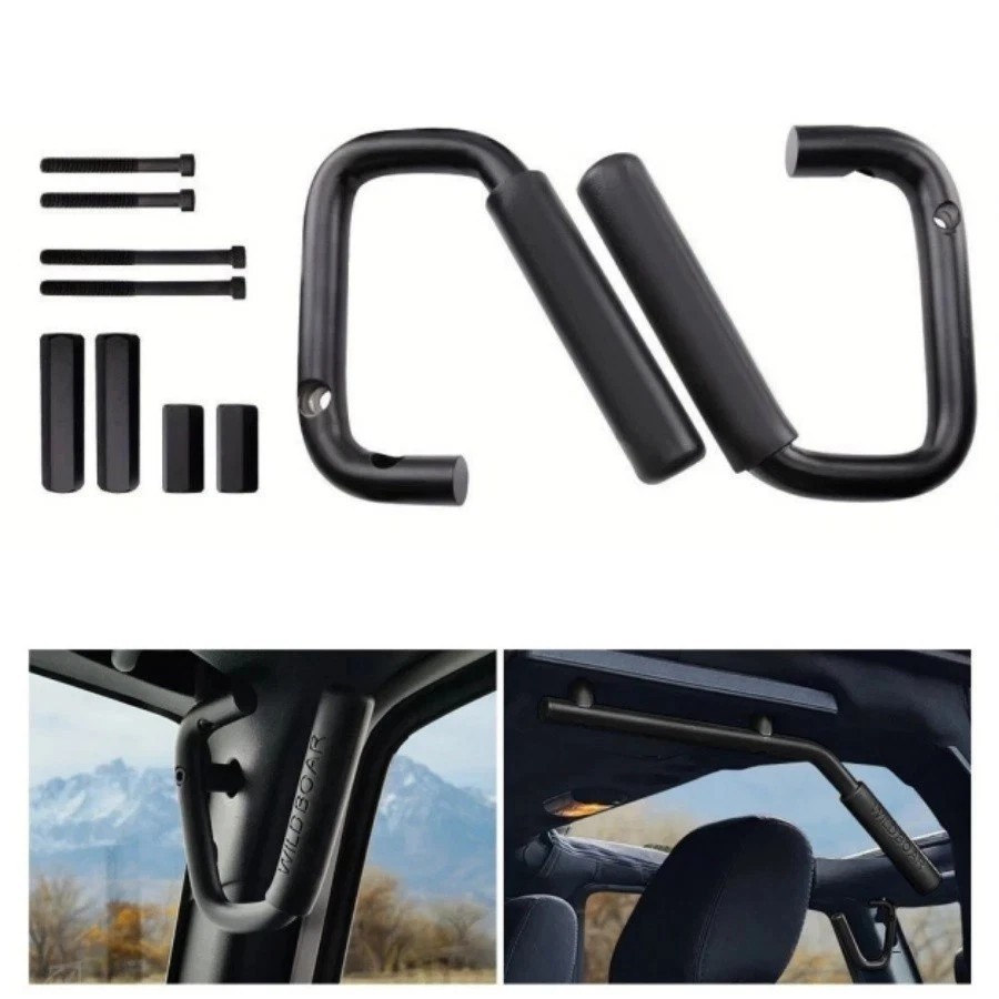 Black Front Grab Handles Grip Handle Grab Bars For Jeep Wrangler JK JKU 2007-18