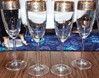 VTG Baroque 24k Gold & Platinum Crystal Champagne Flutes Set of 4 Stemware Wine
