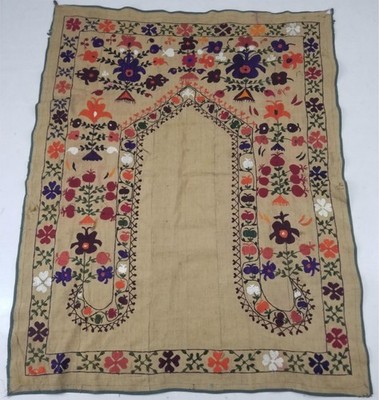 Antiker usbekischer Suzani handbestickter Wandteppich mit Blumenbogen 166x127cm