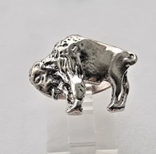 VINTAGE 925 STERLING SILVER AMERICAN BISON RING SIZE 6