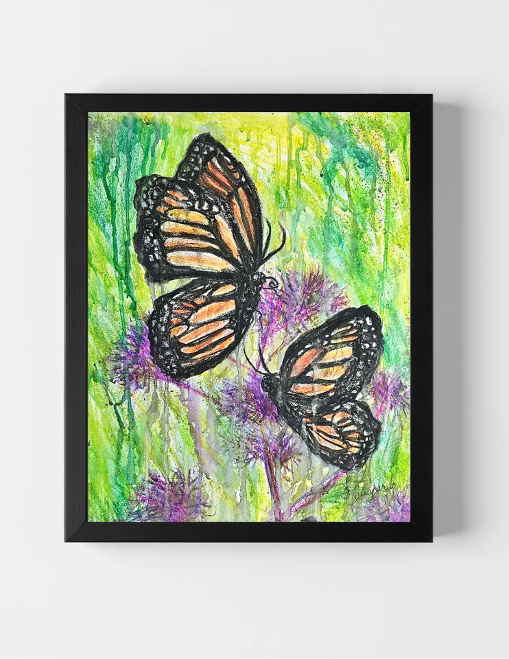 GUAJARDO Original Drip Colorido Traça 14X17 Papel Fine Art Arte Arte Assinada - Imagem 3 de 4