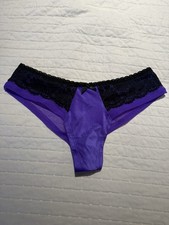 Victoria's Secret NWT VINTAGE Medium purple  black satin - lace cheeky