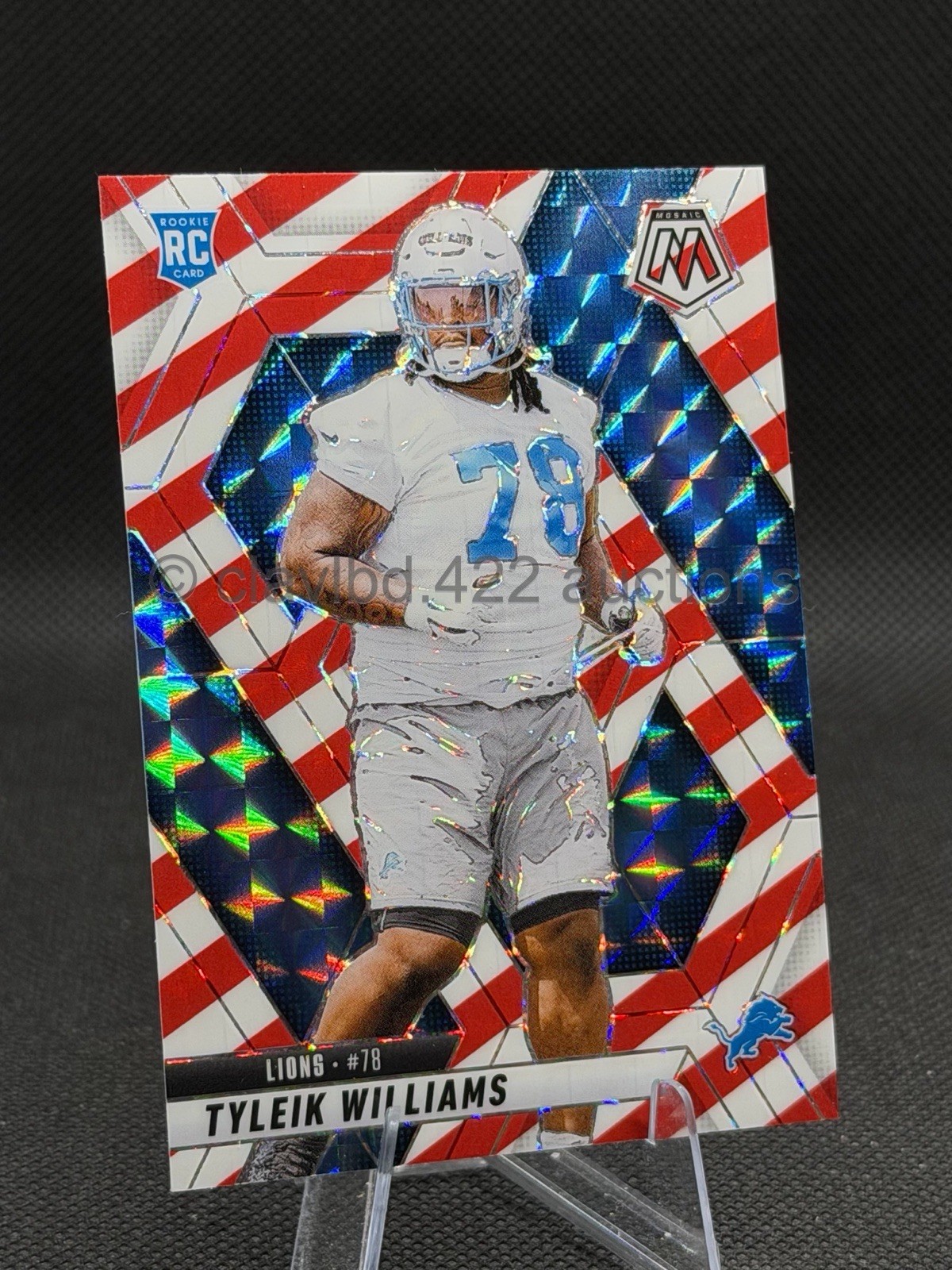 2025 PANINI MOSAIC NFL - Tyleik Williams - Red & White Stripe #397 RC Lions Blue