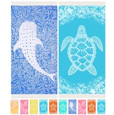 2 Pack Turkish Beach Towels with Bag Quick Dry Sand Free Soft Absorbent Adult...