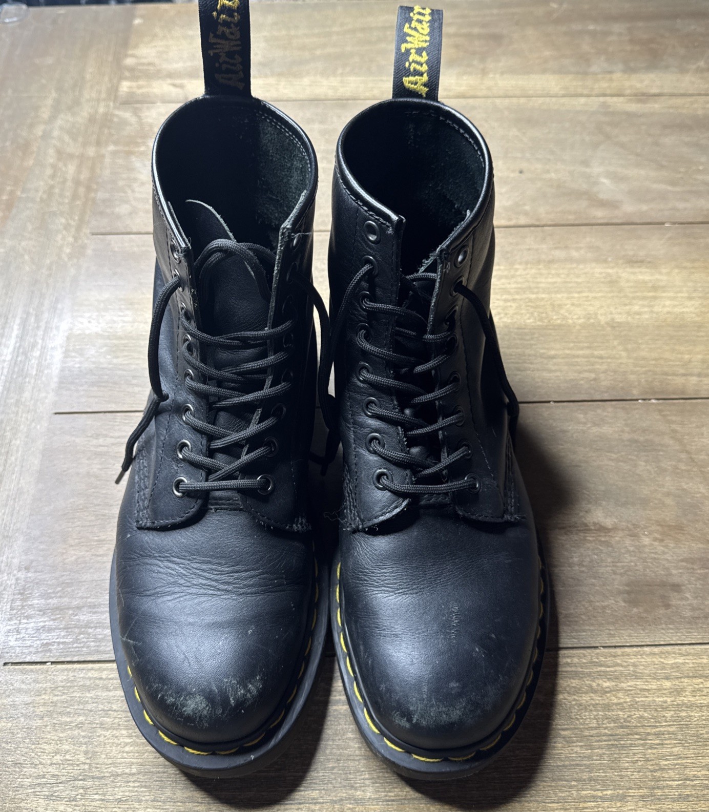 Doc Dr. Martens Black Leather Combat Boots Lace-Up M8 W9 GUC thumbnail 2