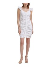 GUESS Womens White Sleeveless Mini Cocktail Body Con Dress 2