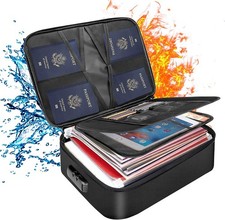 Fireproof Document Box Large Capacity Lockable Safe for Passports & Valuables