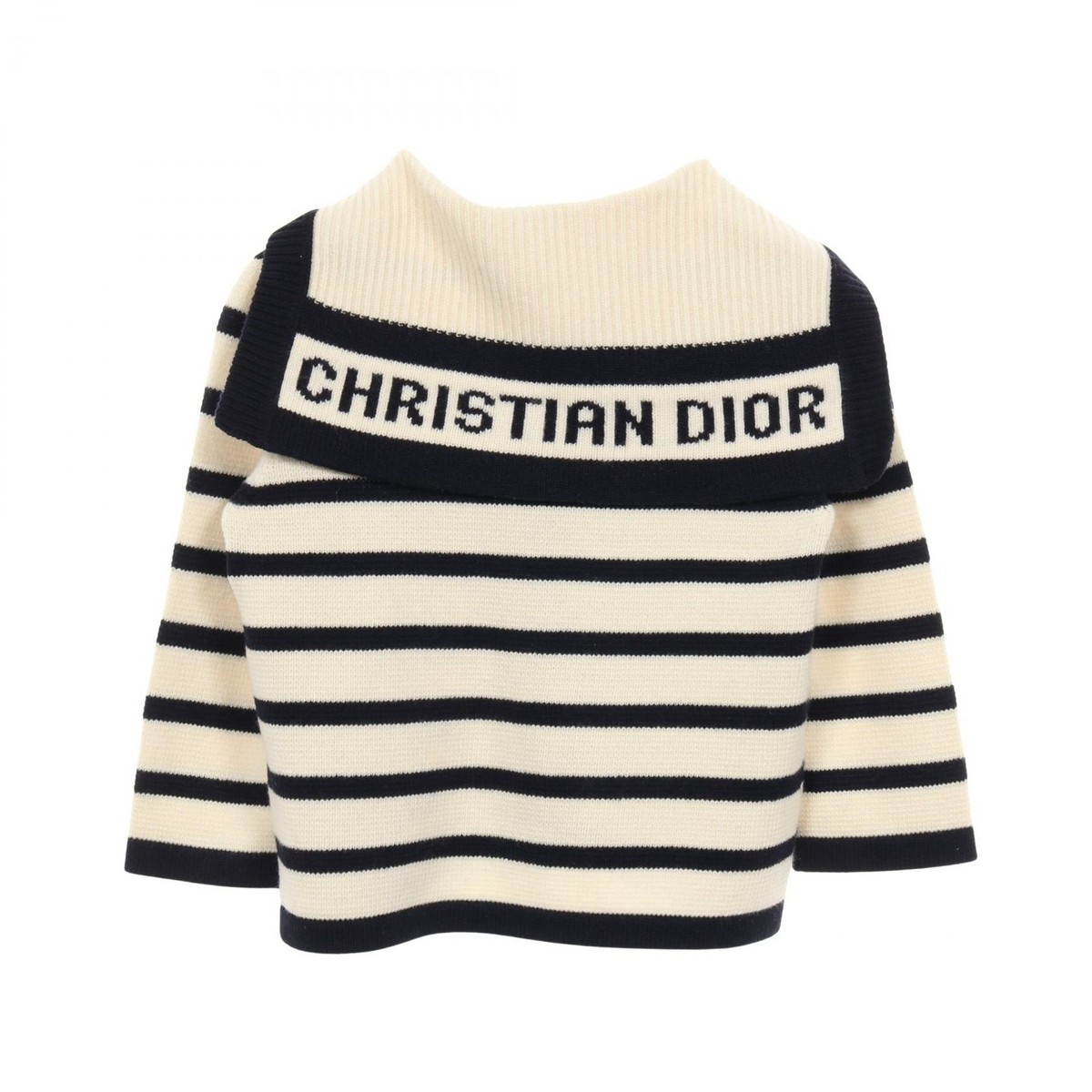 Christian Dior ATHENES MARINIERE セーター Christian DIOR MARINIERE Cardigan wool cashmere Beige Navy #36
