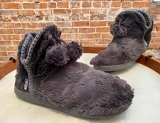 MUK LUKS Dark Grey Amira Faux Fur Slipper Boots Bootie New