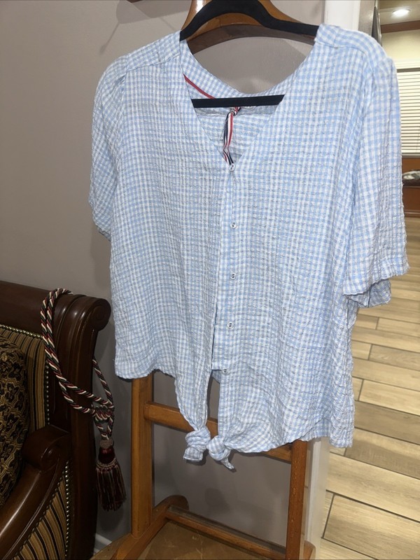 Blue And White Jane Delancy Blouse Size Large