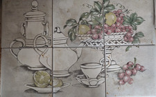 6 szt. Dekoracyjny obraz płytek na ścianę 30 x 20 cm 6x10x10 cm-Zestaw Kolorowy kosz Winogrona