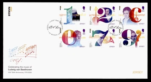 DR WHO 2020 GB JERSEY FDC BEETHOVEN MUSIC COMBO M68312