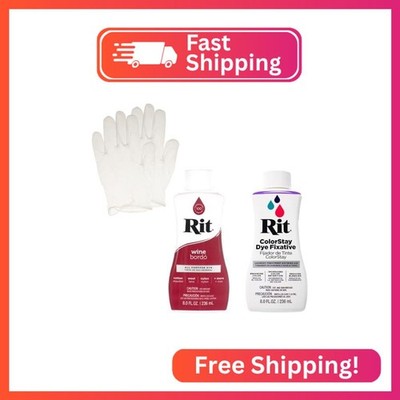 Rit Liquid Dye with ColorStay Fixative Bundle   All in One Kit with Gloves to Re