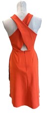 Banana republic women 0 orange crisscross back sleeveless midi Sheath Dress KK