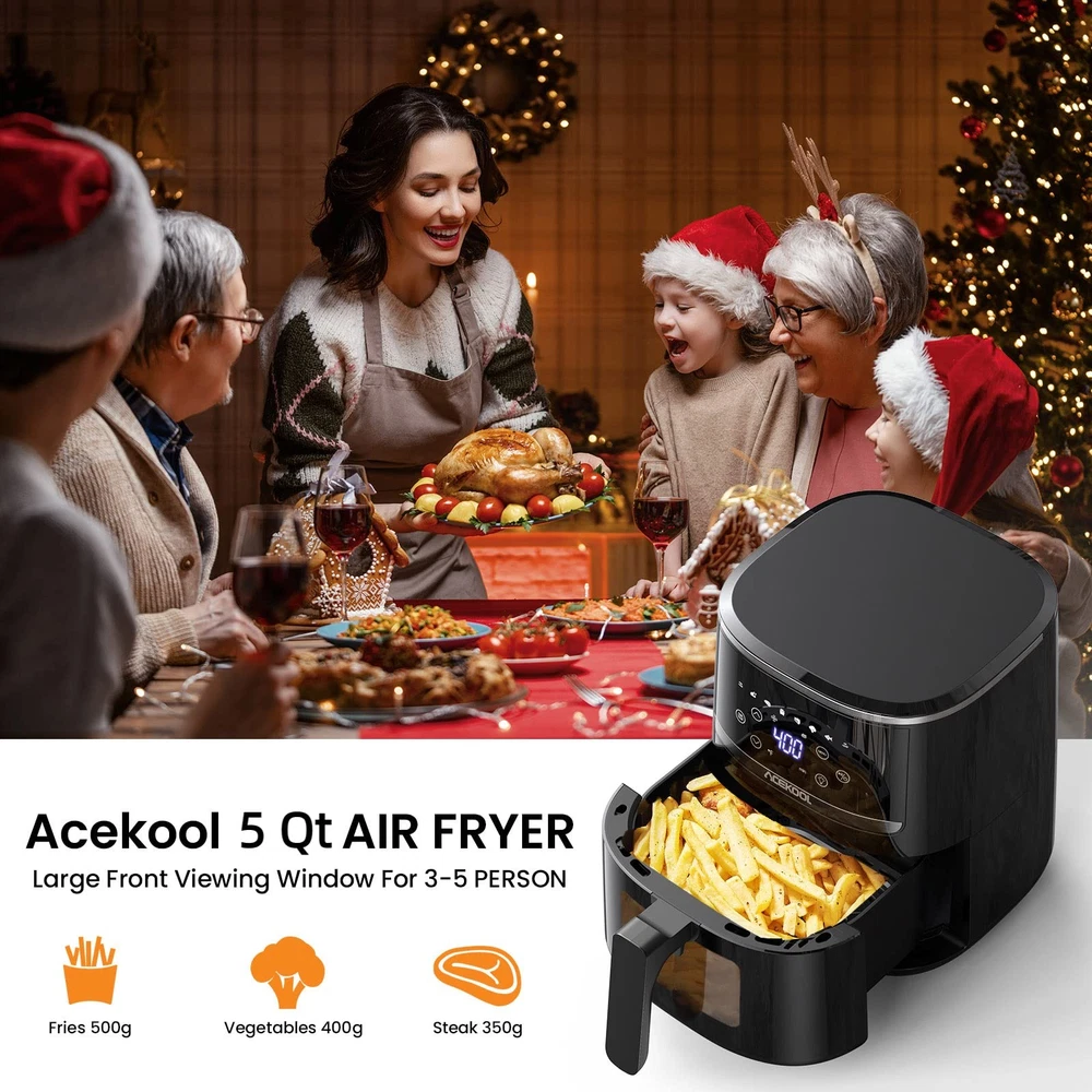 5QT Digital Air Fryer Toaster Oven Combo with 8 Cooking Functions