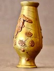 Japanese Brass & Copper 3-1/2" Vase Budda fanning himself — photo 4