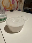 Vintage Style Anchor Hocking Round Milk Glass Refrigerator Dish With Lid~5.75" D
