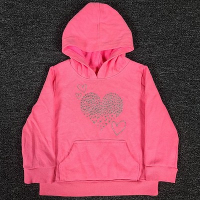 Girls Hoodie 4/5 Pink Heart Sequin Cat & Jack School Outdoor Casual Sweatshirt