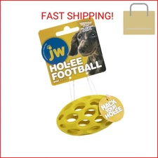 JW Pet Hol-ee Football Dog Toy Puzzle Ball, Natural Rubber, Mini (5.25 Inch Leng