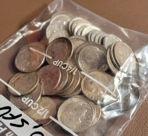 Roll Of 50 Silver Roosevelt Dimes $5 Face Value - Average Circulated Coins #650