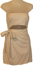 Forever 21 Womens Wrap Skirt Dress in Beige, size S Lined / Adjustable Straps