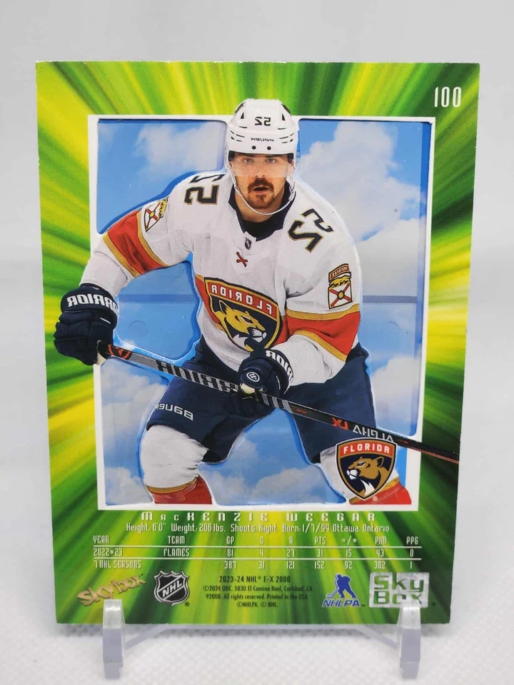 2023-24 Skybox E-X 2000 MacKenzie Weegar Blue Credentials #'D 105/299 #100 - Image 2 of 2