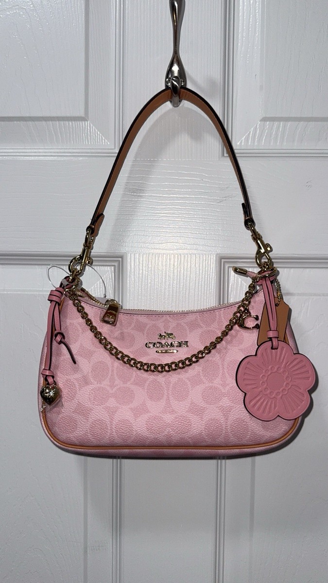 Coach Teri Shoulder Bag Signature Purse Crossbody Powder Pink 2026