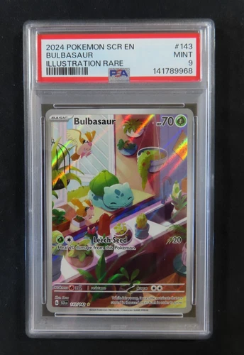 Pokémon TCG Bulbasaur Stellar Crown Illustration Rare Holo Card 143/142 PSA 9