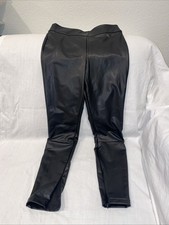 A NEW DAY Faux Leather Pants Women  s M Black Elastic Waist - Ankle Zip