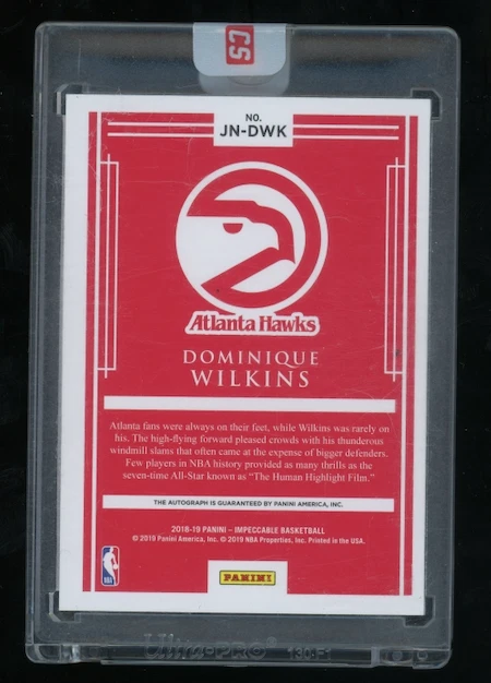 Camiseta deportiva Panini Impeccable Dominique Wilkins 2018-19 número #21/21 = 1/1 ¡sellada! Foto 2 de 2