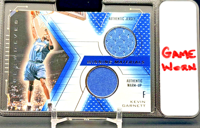 💥DUAL GAME USED JERSEY💥2001-02 SPx Winning Materials Kevin Garnett #KG RELIC