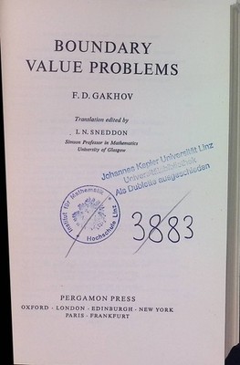 Boundary Value Problems. Pure and Applied Mathematics, vol. 85 Gakhov, F.D.: