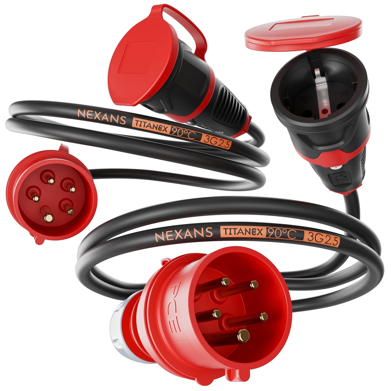 Adattatore Industriale NWP 400V 16A su Presa Tedesca 230V IP44 Gomma