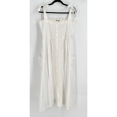 Juliet Dunn London Tie Shoulder White Midi Dress Large Summer 