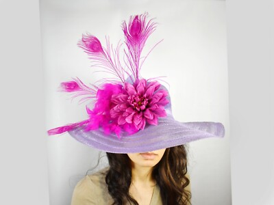 Purple Pink Feather Peacock Flower Wide 