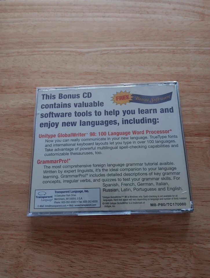 Bonus CD Transparent Language Software Windows Macintosh Grammar New and Sealed - Image 2 of 2