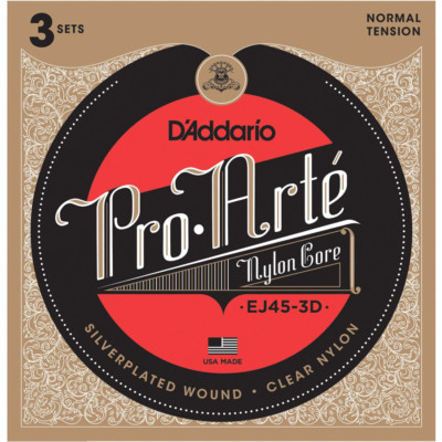 Daddario EJ45 3 Pack Pro-Arte Normal Tension Guitar Strings - 3-Pack , New!