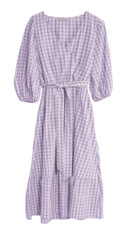 Dorothy Perkins Dress Midaxi Short Sleeve Tea Checked Gingham Dress UK 8