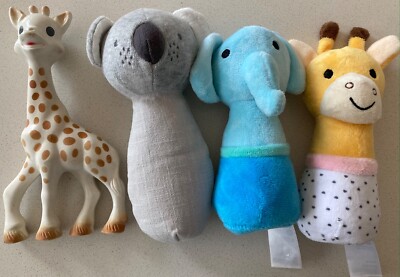 4 GRIP TOYS: SOPHIE THE GIRAFFE+ 3 ANIMAL TOYS~KOALA,GIRAFFE & ELEPHANT ...