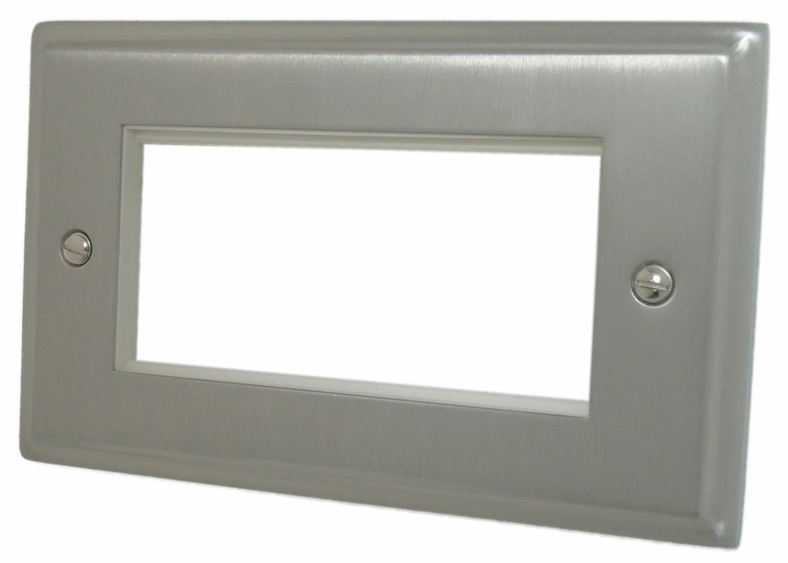 G&H DSN164 Deco Plate Satin Nickel 2 Gang 4 Module Euro Plate