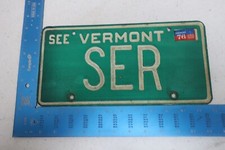 Vermont VT License Plate Tag Vanity 1976 Initials Monogram Abbreviation SER #1