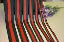 2 yards Gucci inspired green and red striped woven ribbon DIY - Great Quality