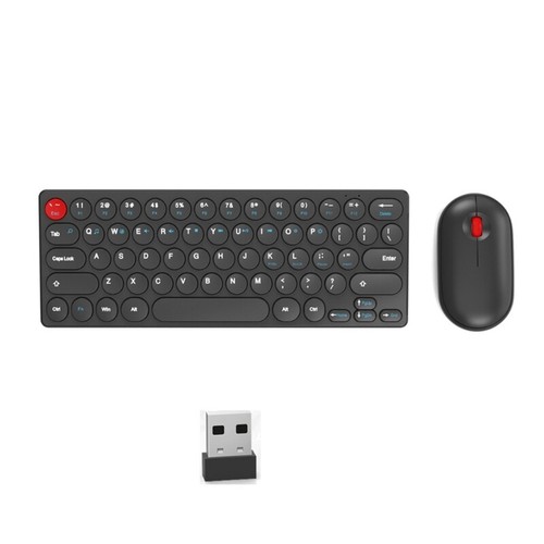 Silents Clicks Wireless Keyboards Mouse Combo Round Key Portable 64 Key Layout - Afbeelding 11 van 11
